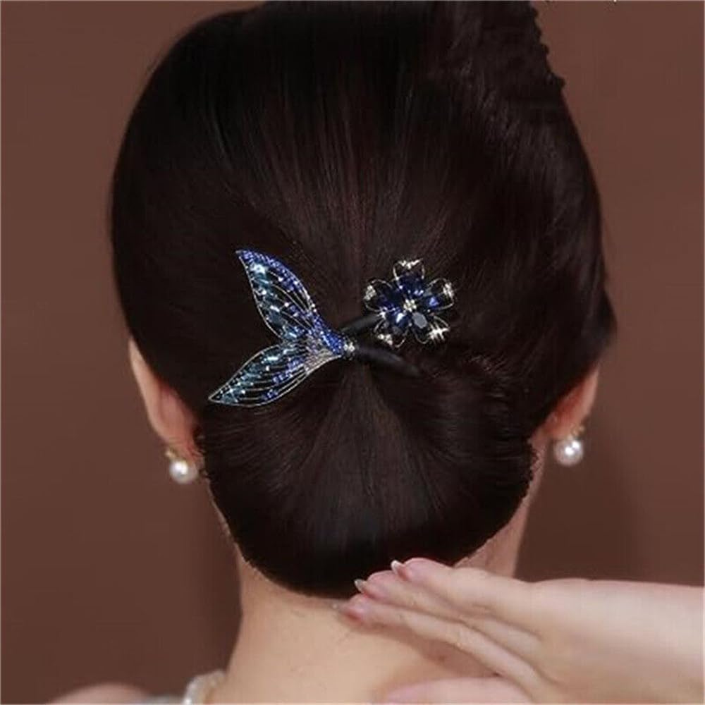 Amazon.co.jp: ラインストーンフラワーヘアクリップ、フィッシュテール